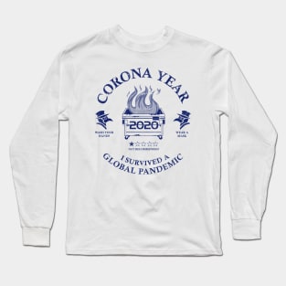 Corona Year 2020 ✅ I Survived A Global Pandemic - Blue Long Sleeve T-Shirt